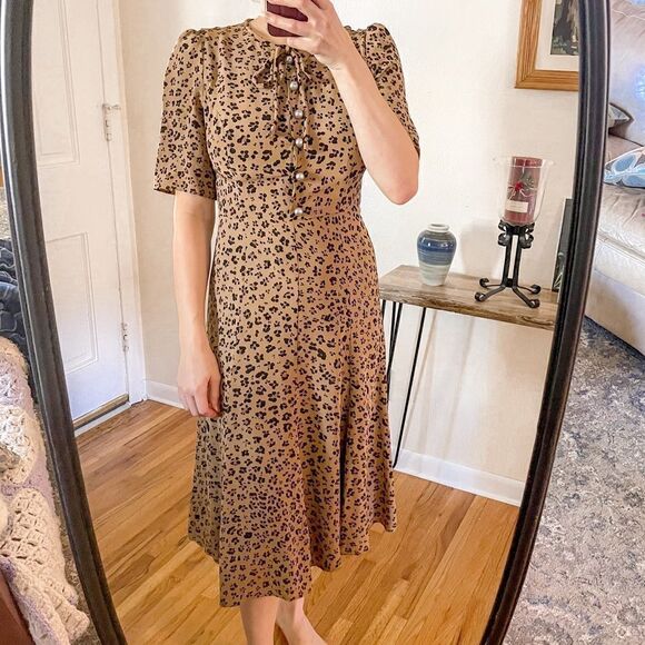 LK Bennett Montana Animal Print Silk Midi Dress - Picture 6 of 9